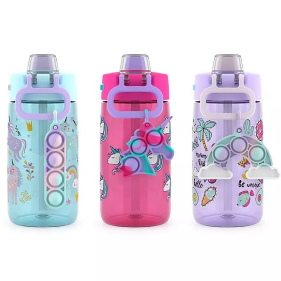 Ello Colby Pop! 14oz Tritan Kids Water Bottle with Fidget Toy, 3-Pack - Picture 1 of 4